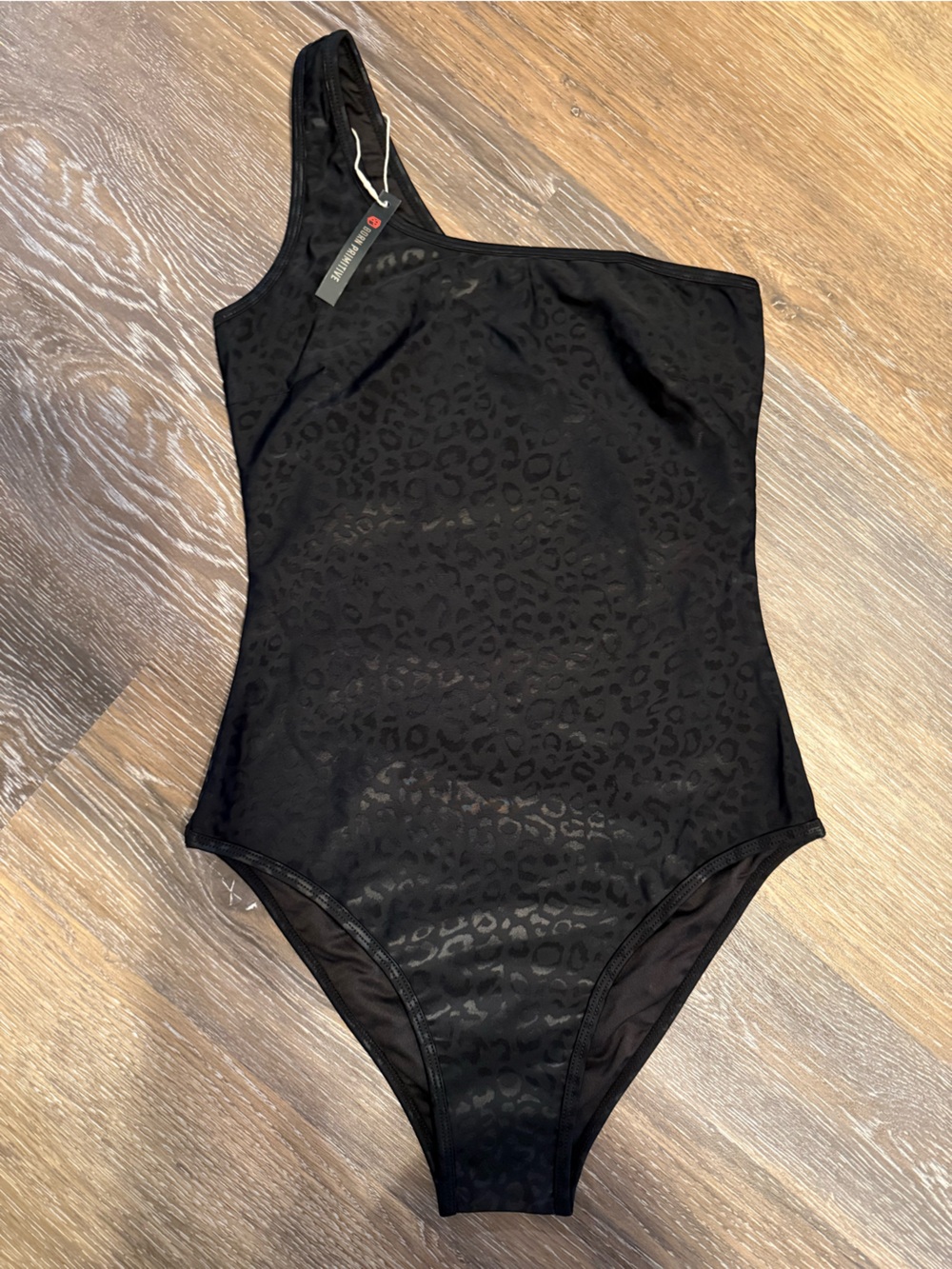 Born Primitive Black One-Shoulder Leopard-Texture One-Piece